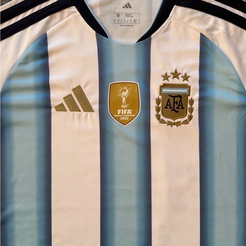adidas Argentina Blue and White Home Jersey with Gold Accents
